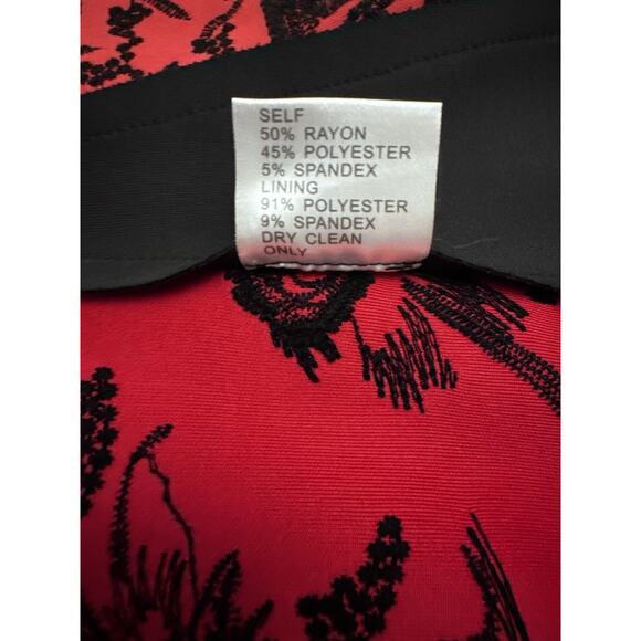 TADASHI SHOJI Red Black Floral Embroidered A-Line Dress Size Large - Picture 10 of 10